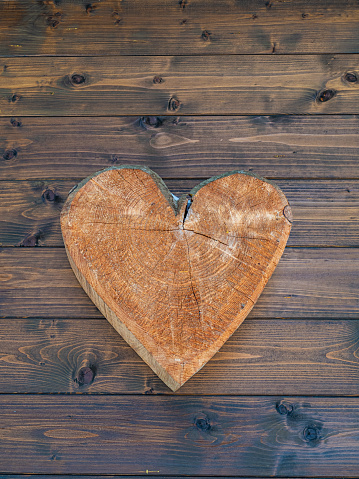 Hearts on wooden board