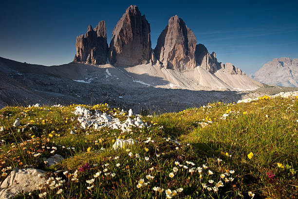 three tops of lavaredo italy stock photo