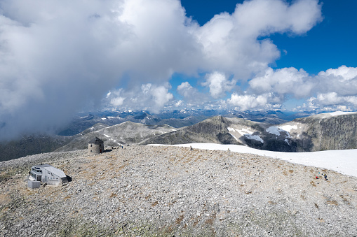 Aerial view of the last remaining Glaciers of Norway in Jostedalsbreen National Park at Stryneskåla