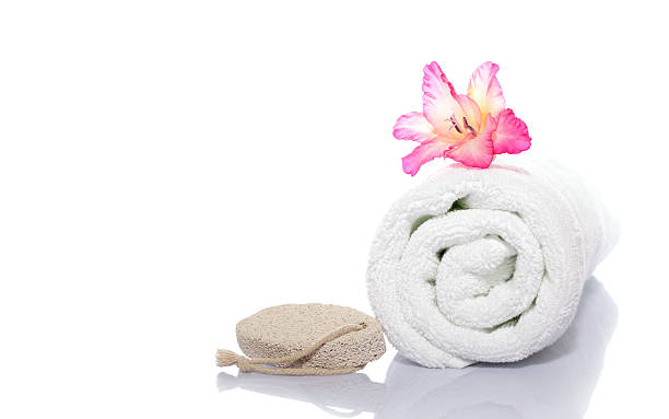 istock towel, gladiola and pumice 178538428