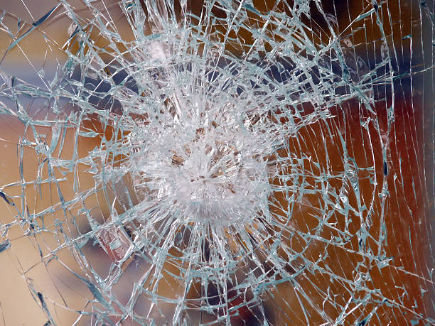 istock Circular shattered effect in broken pane of glass 178538982