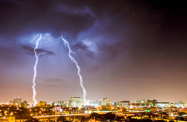 istock Beautiful Powerful lightning over Downtown Miami 178539160