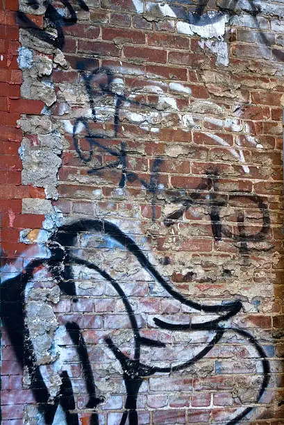 Graffiti on old grunge brick-wall