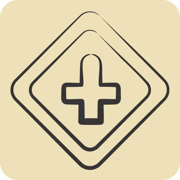 Vector illustration of Icon Cross Roads Ahead. related to Road Sign symbol. hand drawn style. simple design editable. simple illustration