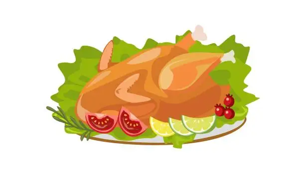 Vector illustration of Roasted turkey vector