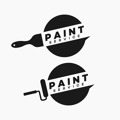 paintbrush and roll silhouette vector stock illustration