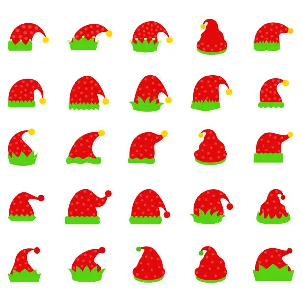 Vector illustration of Elf hat vector set