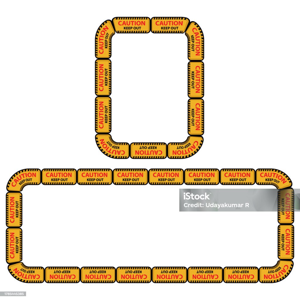 Caution Keep Out Signs Curve Rectangular Empty Outer Frame Of Danger ...