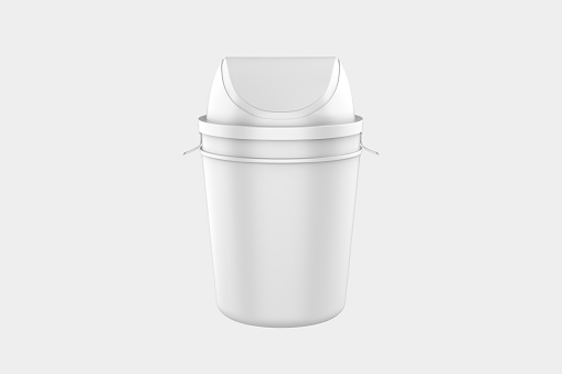 Trash bin, Recycled bins for trash or garbage open and closed isolated on a white background.3d illustration