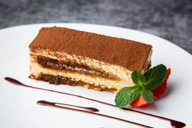 istock side view of chocolate sponge cake with strawberries and mint on a white plate 1785454174