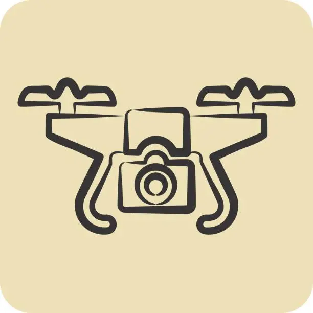 Vector illustration of Icon Drone with Camera. related to Drone symbol. hand drawn style. simple design editable. simple illustration