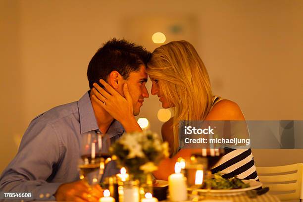 Young Loving Couple Having Romantic Dinner Stock Photo - Download Image Now - Adult, Alcohol - Drink, Beautiful People