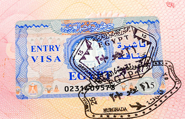 istock Egyptian visa stamp in the passport 178547040
