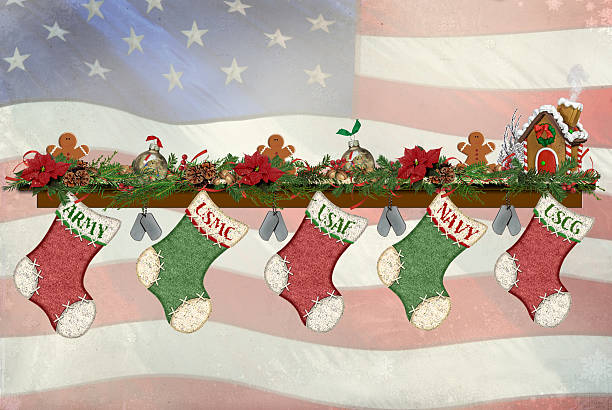 Military Christmas stockings stock photo
