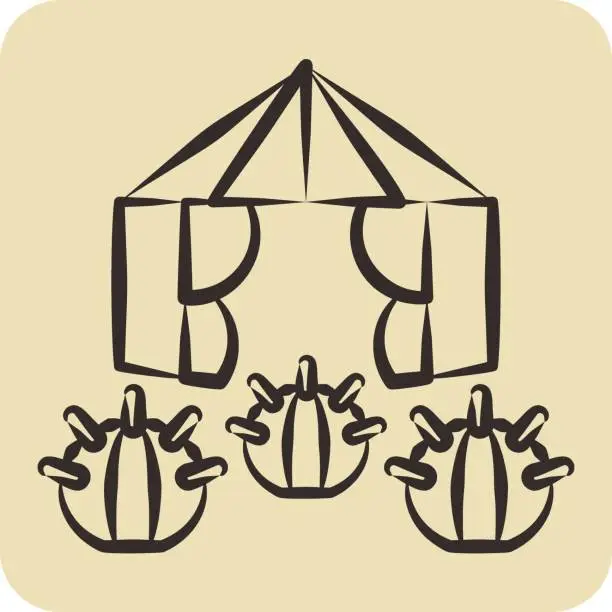 Vector illustration of Icon Desert Tent. related to Accommodations symbol. hand drawn style. simple design editable. simple illustration