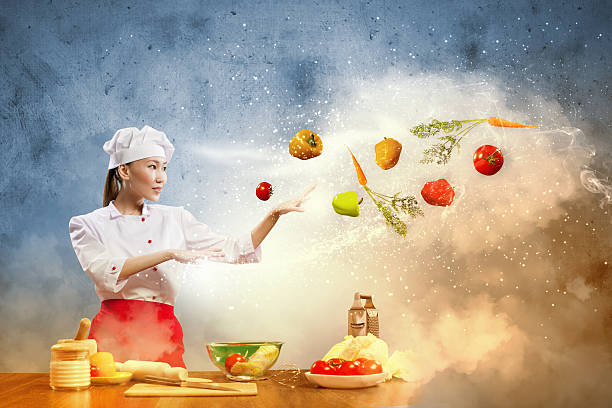 istock Asian female cooking with magic 178549714