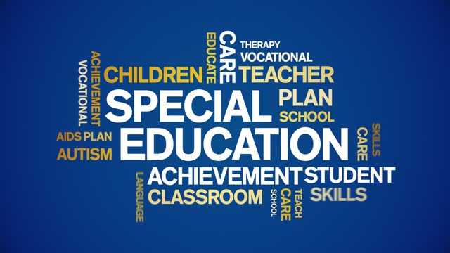Special Education animated word cloud,design animation typography seamless loop