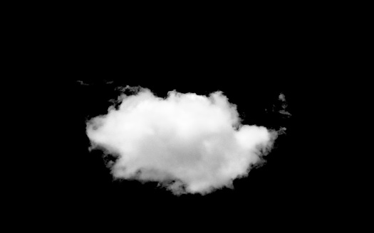 Clouds set on black, isolated on a black background.