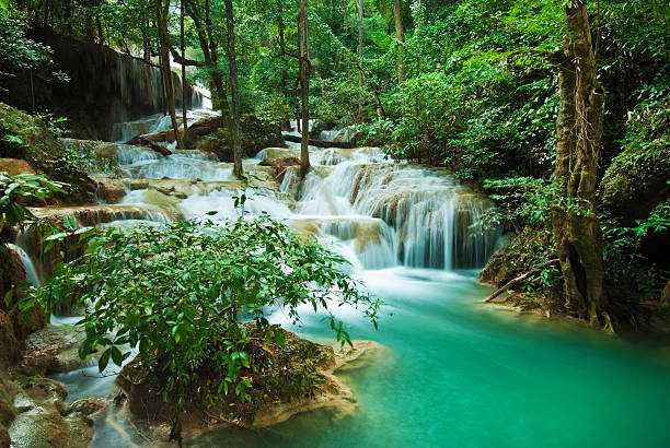 istock Blue stream waterfall in Kanjanaburi Thailand 178550381