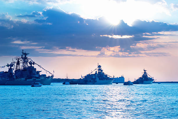 istock Row of military ships 178551229