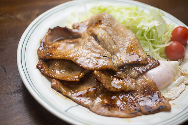 Pork Shogayaki (豚の生姜焼き) is a simple but popular dish in Japanese cuisine. Shoga means ginger, and yaki means grill or fry. Fresh ginger is an important ingredient as it is often used in Japanese cooking. Common main ingredients in shogayaki are beef or pork. Pork shogayaki is the most popular.
