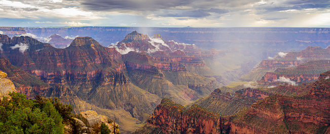 North Rim of Grand Canyon National Park in overcast conditions