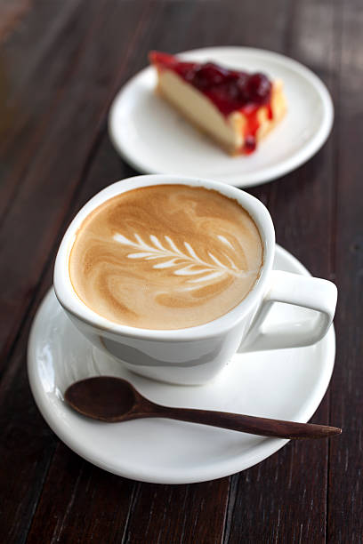 istock latte coffee with strawberry cheesecake 178551313