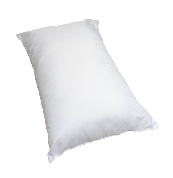 istock White pillow without case after guest's use at hotel or resort room isolated on white background with clipping path 1785513452