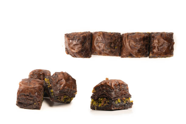 istock Turkish chocolate baklava isolated on white background. 1785521262