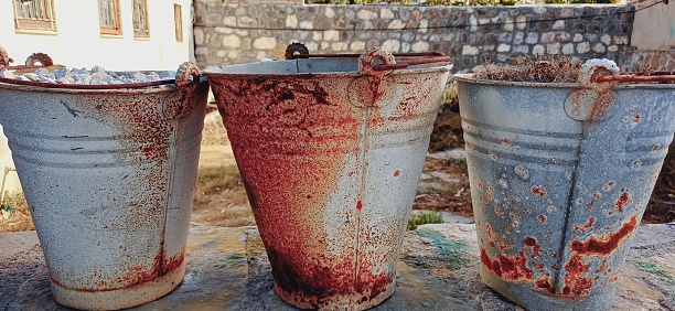 Copper rusty bucket