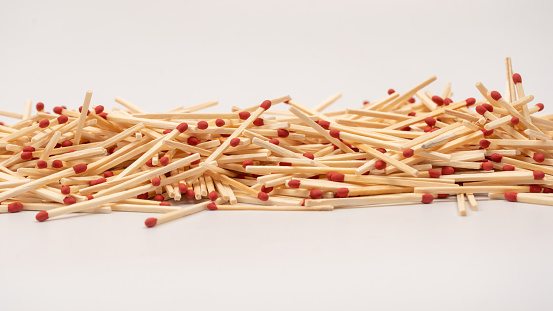 New matchsticks isolated on a background. Top view.