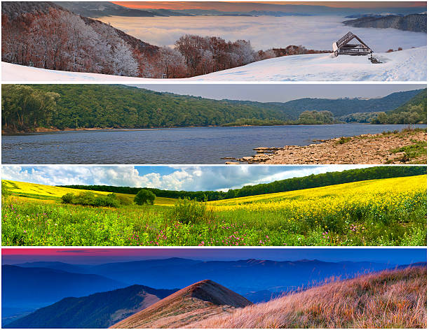 Set of the 4 seasons landscape for banners