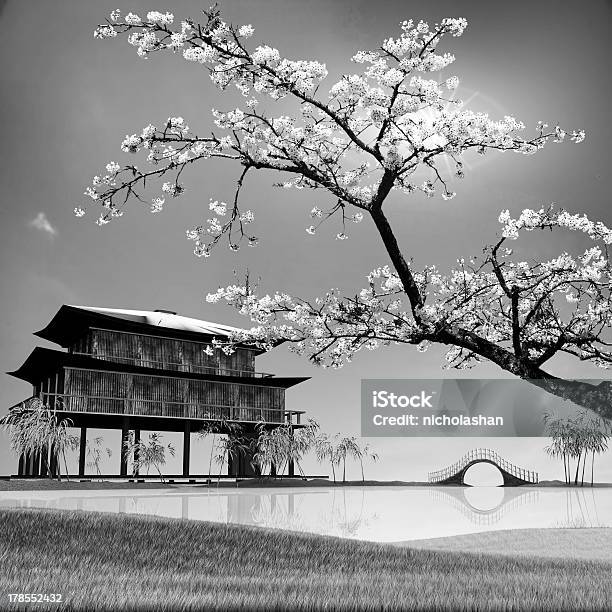 Painting Style Of China Landscape Stock Photo - Download Image Now - Blossom, Ink, Japan