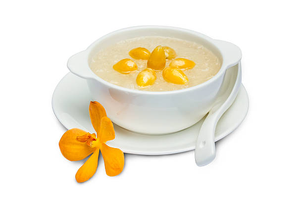 Bird's nest Sweet soup with White fruits stock photo