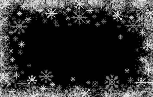 Winter frame with snowflaks isolated on black background