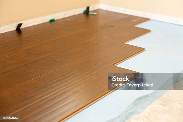 Newly Installed Brown Laminate Flooring Stock Photo - Download Image Now - Abstract, Built Structure, Business
