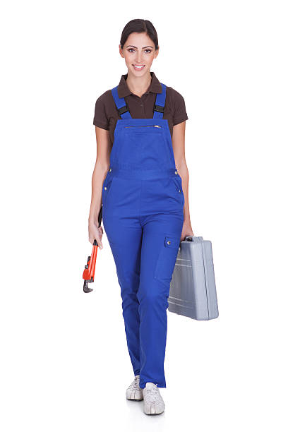 istock Female Plumber With A Wrench 178554307