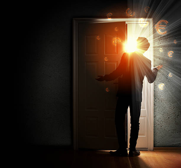 istock Young businessman opening door 178555165