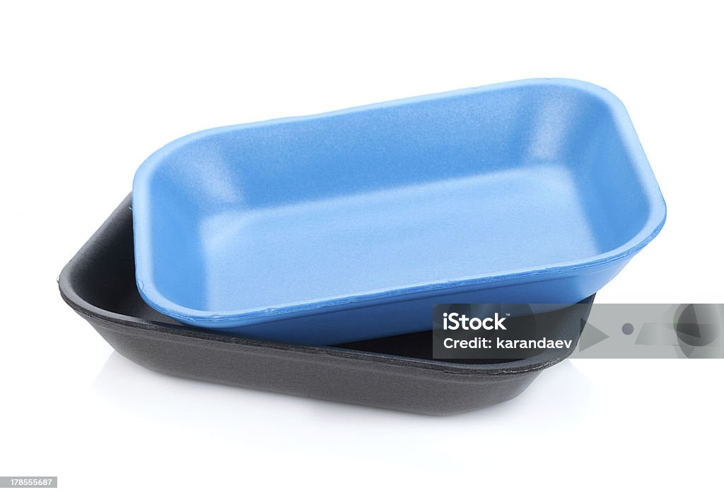 Schwarze und blaue leere Küche Tabletts - Lizenzfrei Plastikbehälter Stock-Foto