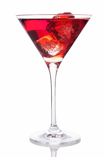istock Red drink in Martini glass with ice cubes 178555728