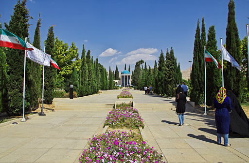 Shiraz, Iran - 29 Sep 2012: Tomb of Saadi in Shiraz city, Iran