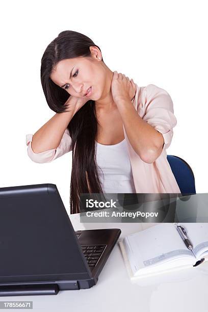 Woman With A Stiff Neck Stock Photo - Download Image Now - Adult, Beautiful People, Beauty