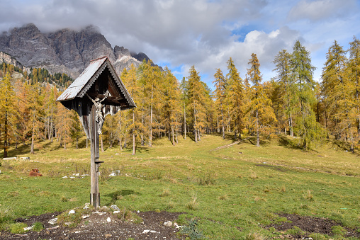 Autumn colors in dolomites mountains