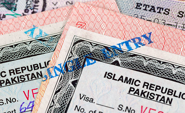 istock Pakistani Visa entry and exit stamps in passport 178557922