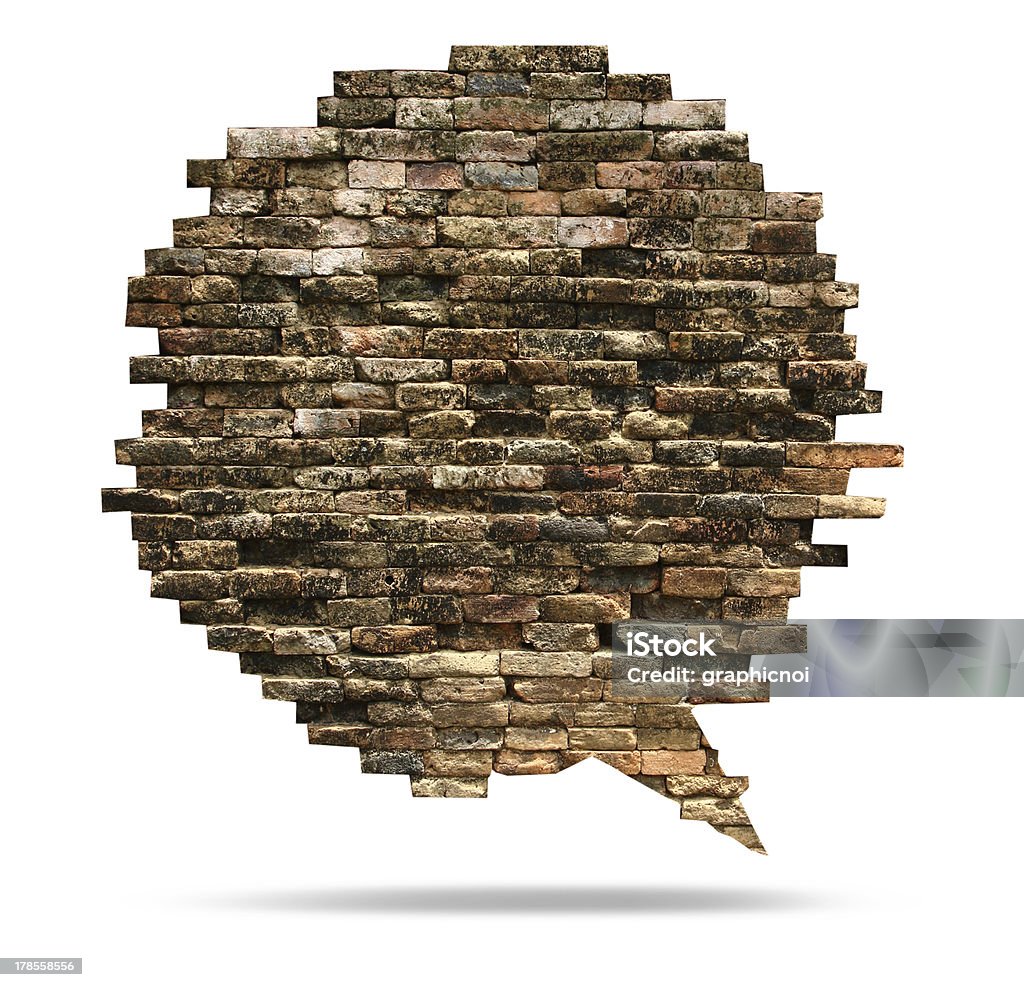 Textura de parede de tijolo de discurso bolha de fundo - Foto de stock de Balão - Símbolo Ortográfico royalty-free