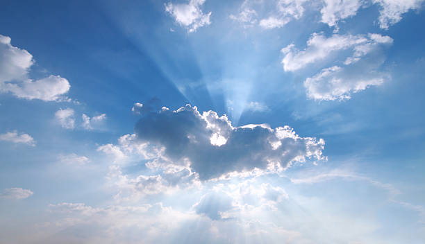 istock Sunbeam  through the haze on blue sky 178558617