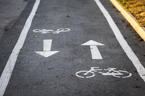 Bike path in public park. Istanbul, Turkey.