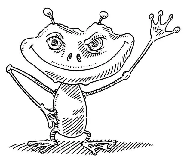 Vector illustration of Shifty Monster Frog Character Drawing