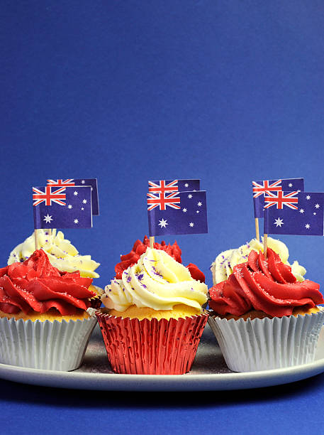 istock Australian theme red, white and blue cupcakes 178560555