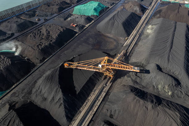 istock Aerial view of mechanical work in coal port 1785605923